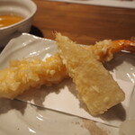 手打蕎麦 ふじや - プリプリ大海老＆ホクホク筍