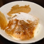 肉料理ふくなが - ココナッツブランマンジェと苺ムースにフィアンティーヌ