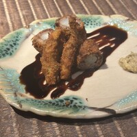 食幹 渋谷 - ホワイトアスパラ和牛つくね巻きとタラの芽フライ　（0.5人前）