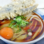 長生うどん - 長ナス天うどんｗｉｔｈ生たまご