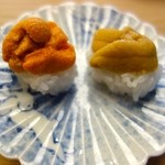 すし善 - 旬(8640円)・バフンウニとムラサキウニ