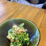 こころや - イサキ唐揚げ　菜の花と薬味おろしポン酢