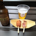 祇園 京くらら - 生麩（チーズ麩カツ、ベーコン巻き）、京都麦酒