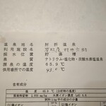 若松屋 村井六助 - 温泉表