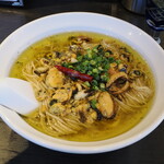 弘明寺丿貫 - ムール貝のアヒージョソバ1200円