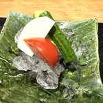 天ぷら 大坂屋 草哲 - お味噌と共にいただくお野菜