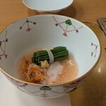 定山渓第一寶亭留　翠山亭 - 煮物　目抜き　わらび　桜海老餡