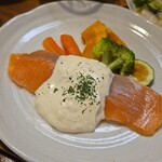 キッチン ブルー グローブ - 反対側から、サーモンは大きめ！