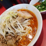 ラーメン二郎 - ラーメン半分＋ＳＫ青ネギ崩