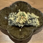 虎ノ門 楽㐂 - 海苔の天ぷら　アサリホワイトペーストのせ