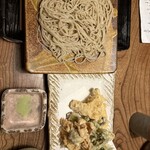 九つ井 - 春の山菜天ぷら、ざる蕎麦