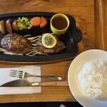 ばんかん亭 - 料理写真:トロトロハンバーグと厚切りポークソテーのコンビ