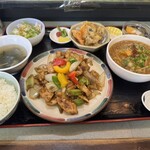 中国料理 頤和園 - イワエンセット　豚ロースと野菜の黒胡椒炒め