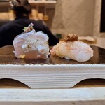 鮨 蓮心 - さわらとエビ