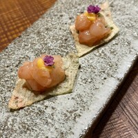 十皿 - 海老せんべい　甘エビ、山葵