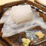 鮨　いの - （愛南町）上は4日寝かせた身、下は今日のイカの耳