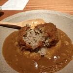 京町堀 なかむら - メンチカツカレー　ぐしゃっとしてみた