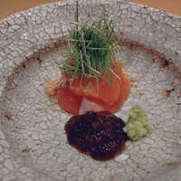 銀座くどう - 春鱒、芽葱、海苔醤油