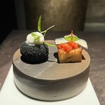 SECRETO - 能登牛のコロッケ風とイワシの酢漬けとNOTO 高農園のトマトのピンチョス