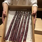 炎水 - 紫アスパラ！なんかすごく高いらしいそして名前忘れたけどゴジラと戦うやつに似てる名前だった