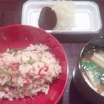 太庵 - 食事(唐辛子の御飯と赤出汁鱧入り)　　　　　　　　　　