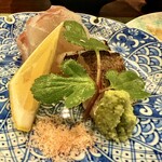 てんぷら天英 - お造り　ひらすずき カマス 沖縄の塩