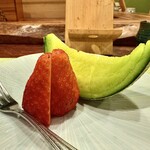 てんぷら天英 - メロンとイチゴ