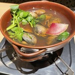 海老酔 - 尾道クレソンと二種貝の酒蒸し