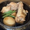 おおさわ - 若鶏手羽元煮、味玉、インゲン添え