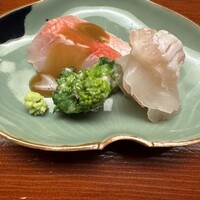 木山 - お造り　金目鯛　ひらめ　辛子菜