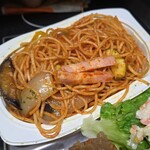 キッチン ブルー グローブ - ナポリタンのアップ