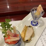 寿し処 春道 - クジラベーコン　煮鮑　玉　数の子