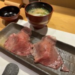 平和町 とき - A5和牛炙り寿司＆味噌汁