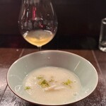 福星 - 河豚のお粥のしゃぶしゃぶ･蕗の薹のフリット