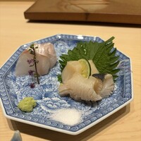 鮨 銀座おのでら 名古屋店 - クエ　　ホタテ　　つぶ貝