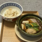 粋楽 - 大間産本鮪のネギ間鍋・ノドグロの炊き込み