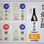 ツバメヤ - 島根のお酒メニュー表（金五郎）