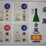 ツバメヤ - 島根のお酒メニュー表（金鳳）