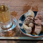 宇ち多゛ - 梅割り　アブラ少ないとことレバボイル一本ずつお酢　です