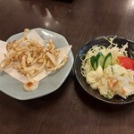 さきいかの天ぷら&ポテトサラダ