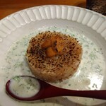 ほ志の - ・塩雲丹の焼リゾット 生海苔クリームソース（ハーフサイズ）