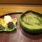 京味 もと井 - 牛しゃぶと香物。