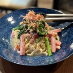 おきなわばる がちまや～ - ■沖縄そば麺で生パスタ ￥880