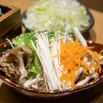 神戸牛 しゃぶしゃぶ おもき 離れ - 美味 神戸牛出汁しゃぶ 赤身 野菜盛