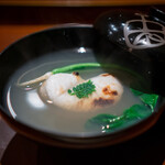 礼讃 - 下関天然とらふぐの白子、うぐいす菜