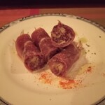 ワイン カーヴ レイズ - みょうがとチーズの生ハム巻き