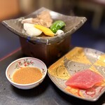 万清楼 - 鮪ステーキ　野菜