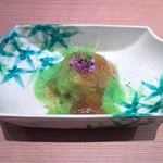 日本料理 晴山 - オクラの擦り流し、イトウ瓜、ヤリイカの梅肉和え