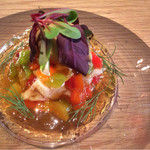 Point - オマール海老とパプリカのコンソメジュレ。