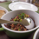 フォリオリーナ・デッラ・ポルタ・フォルトゥーナ - 麦とイイダコ、黒オリーブを炒めたもの